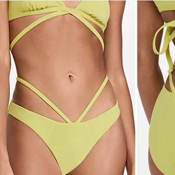 Jonathan Simkhai Emmalynn Solid Strappy Bikini Bottom - Picture 2 of 6